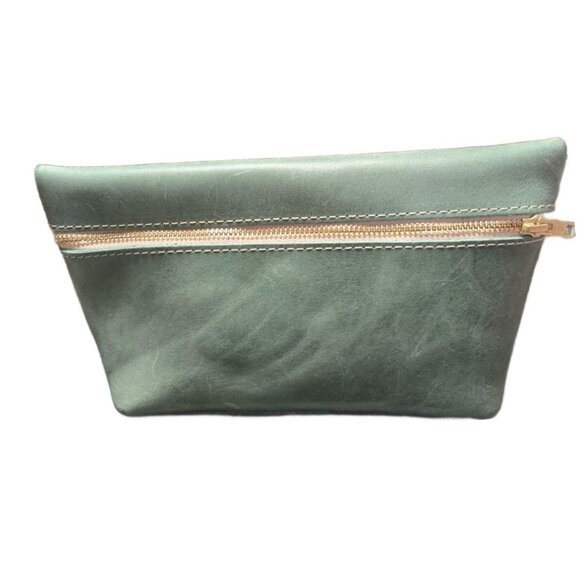 Portland Leather Goods Accessories - Portland Leather Goods Large Green Leather Classic Makeup Bag